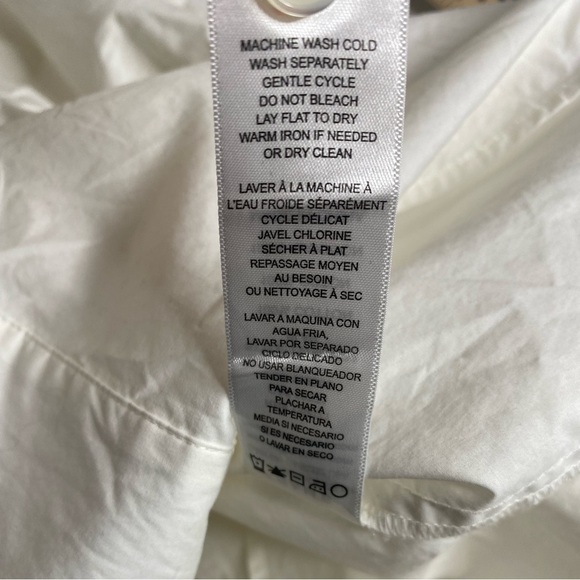 Frame Long Sleeve Asymmetrical Collar White Crisp Button Up Shirt Women’s Sz XL - Picture 8 of 9